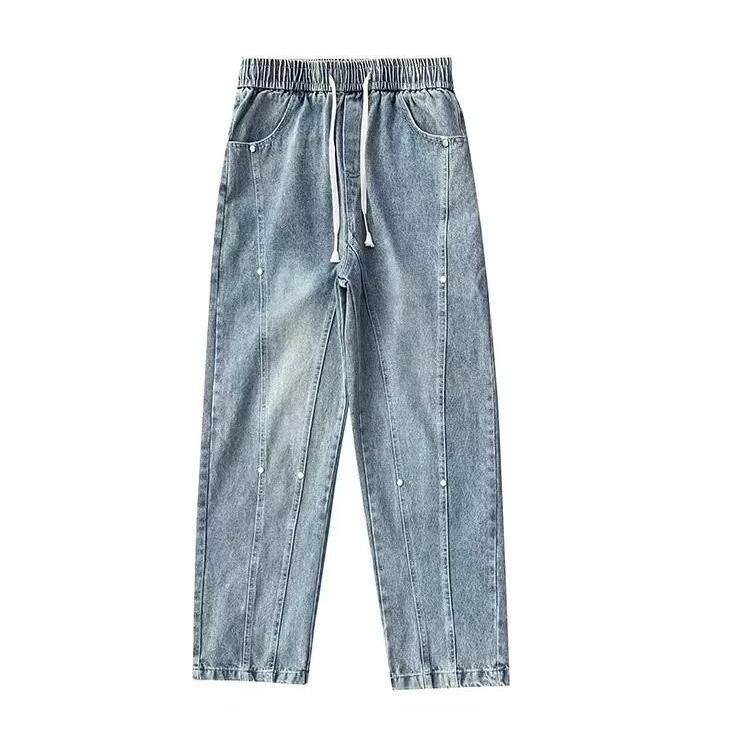 American high street washed straight jeans, casual and versatile, loose solid color denim trousers, trendy brand for men and women