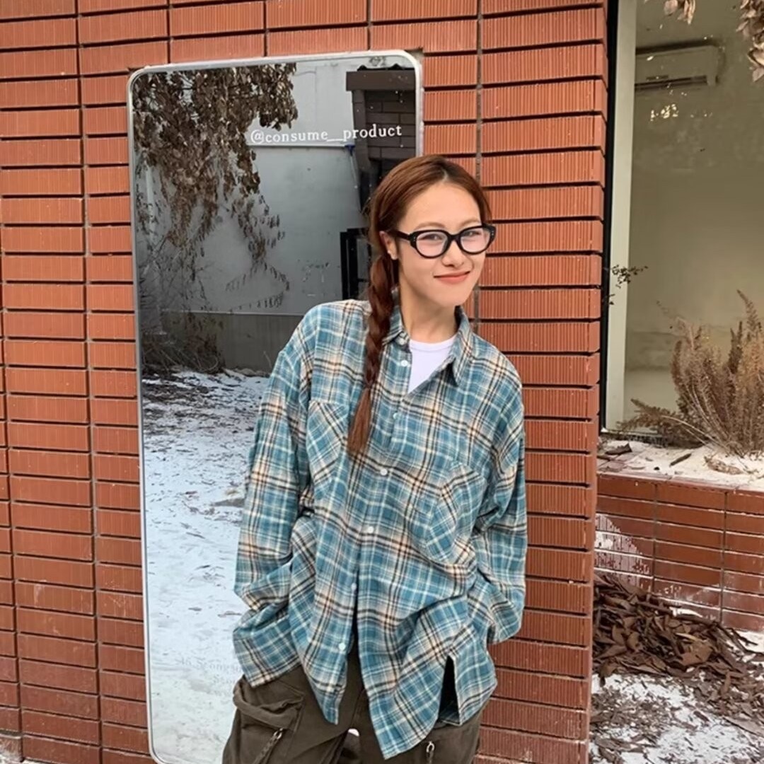 American retro yellow plaid shirt men and women trendy brand niche design long sleeve thin shirt sun protection jacket spring