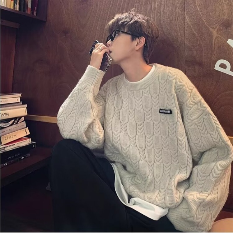 Japanese twist sweater men's new winter style lazy style high-end autumn and winter sweater jacket men's style