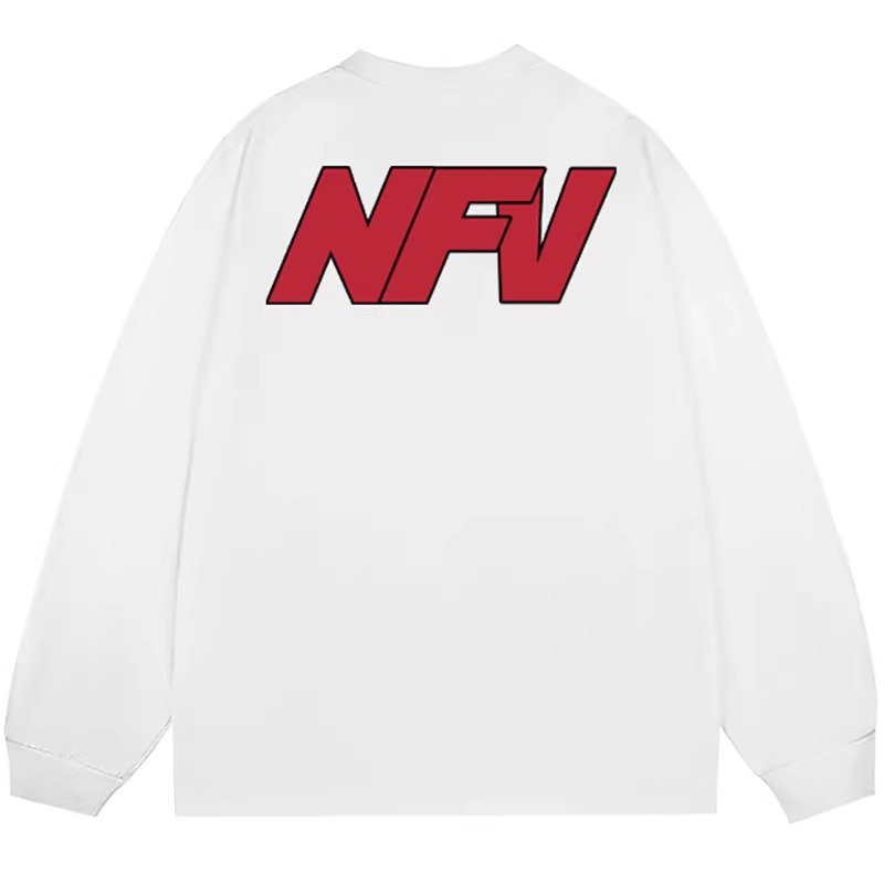 American heavyweight pure cotton letter printed long-sleeved T-shirt for men spring, autumn and winter new loose round neck top bottoming shirt