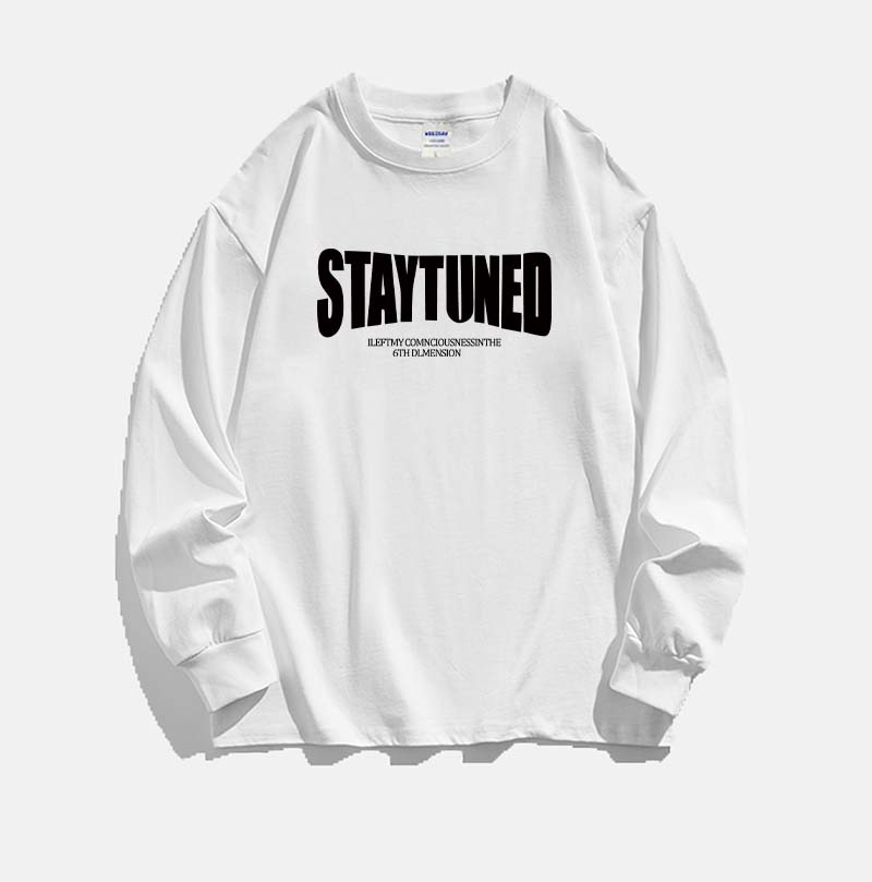 Velvet thickened white long-sleeved T-shirt couple sweatshirt men's winter loose American fashion brand top