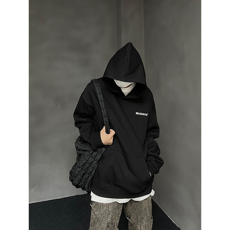 Trendy couple embroidered hooded sweatshirts for men and women, autumn American retro high street loose jackets