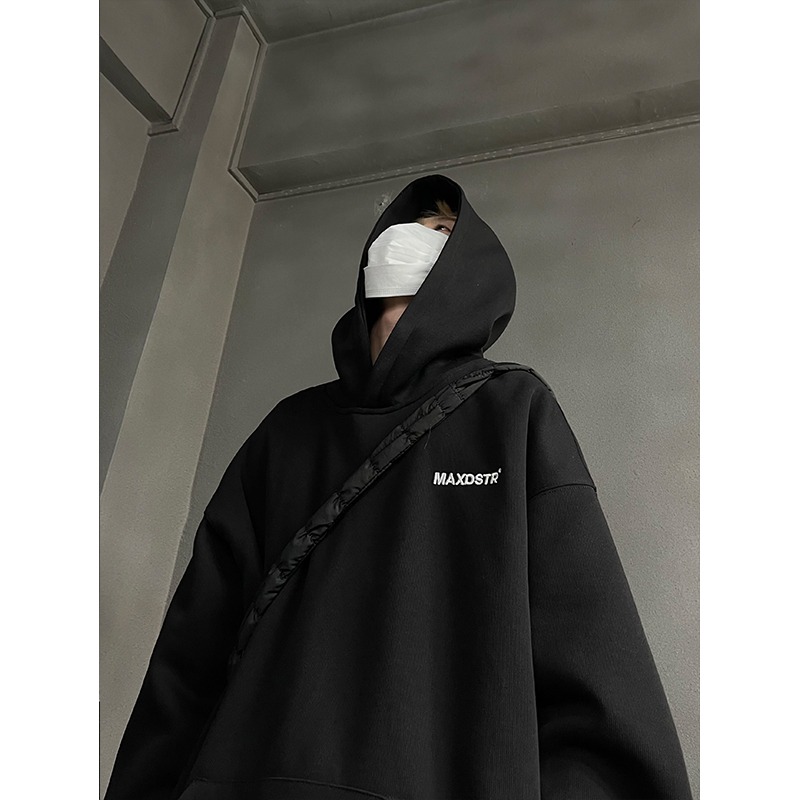 Trendy couple embroidered hooded sweatshirts for men and women, autumn American retro high street loose jackets