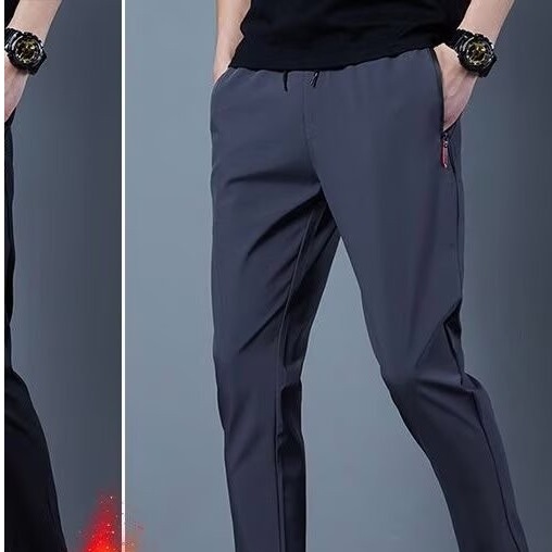 velvet casual pants for men in autumn and winter slim quick-drying pants for stretch sports pants for youth straight large size loose boys