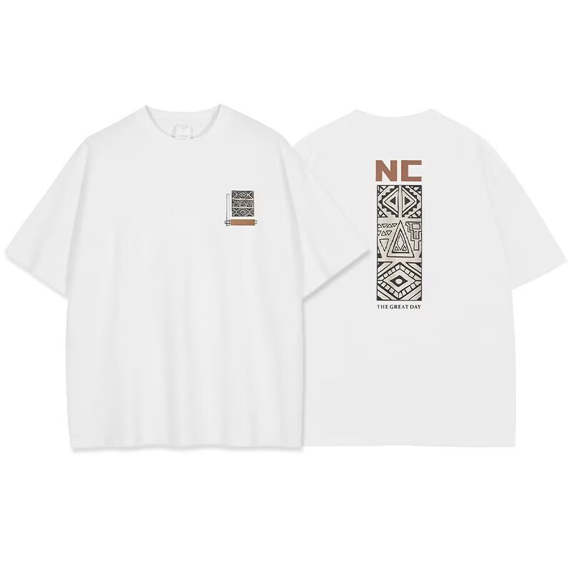 Summer short-sleeved T-shirt men's teenagers loose and versatile trendy harbor style round neck boy's t-shirt casual top