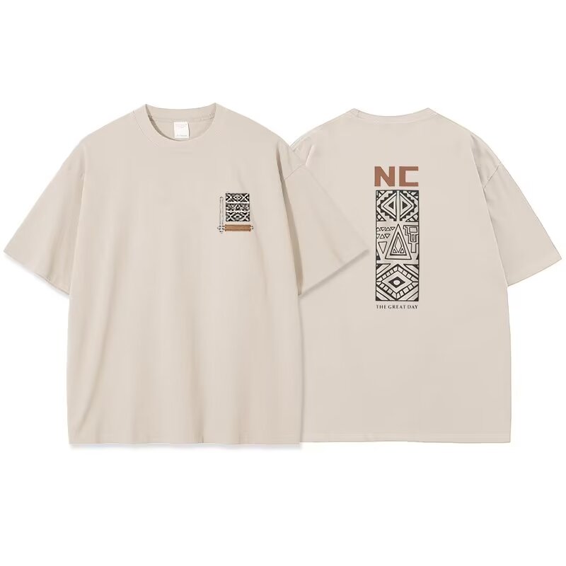 Summer short-sleeved T-shirt men's teenagers loose and versatile trendy harbor style round neck boy's t-shirt casual top