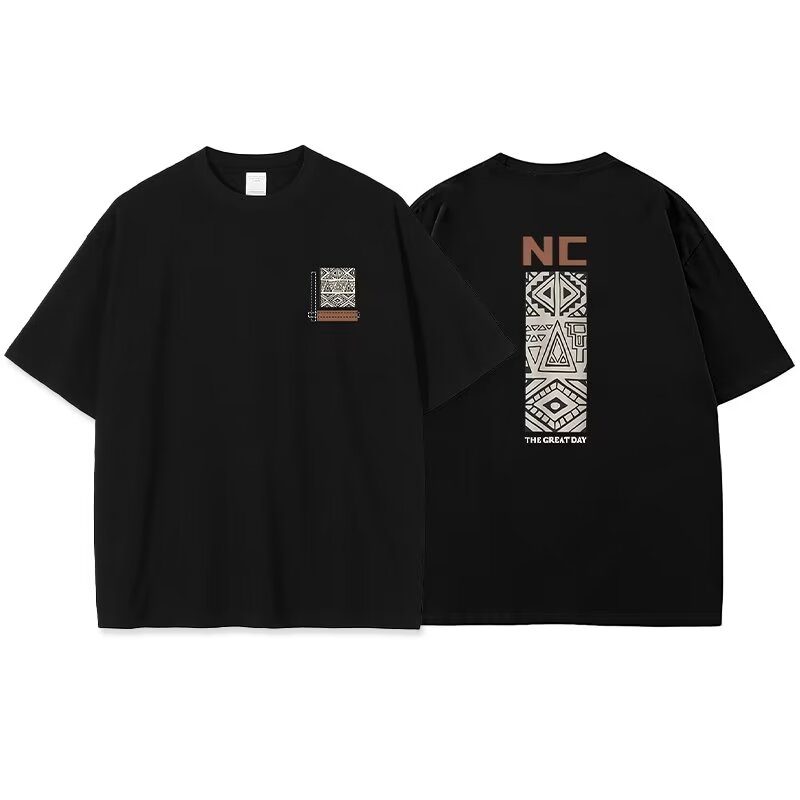 Summer short-sleeved T-shirt men's teenagers loose and versatile trendy harbor style round neck boy's t-shirt casual top