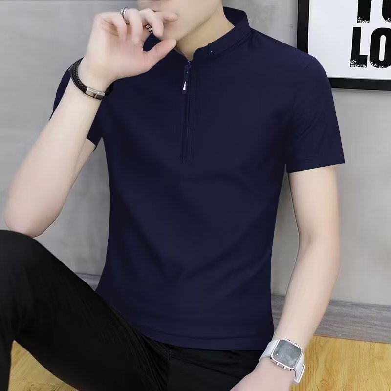 POLO shirt solid color trendy youth popular new Harajuku ins trendy lazy men's summer five-point sleeve standard
