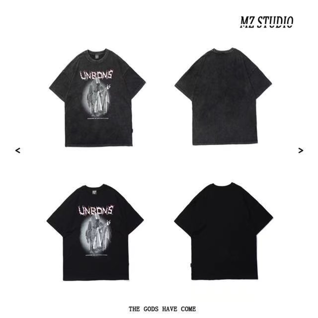 American retro short-sleeved T-shirt summer ins trendy old hip-hop half-sleeved loose hiphop street top