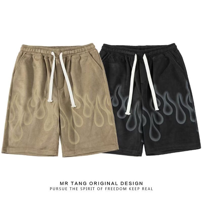 Men's casual pants with text and letters, youthful and popular summer five-quarter pants, digital sweatpants, fashionable brand straight trend