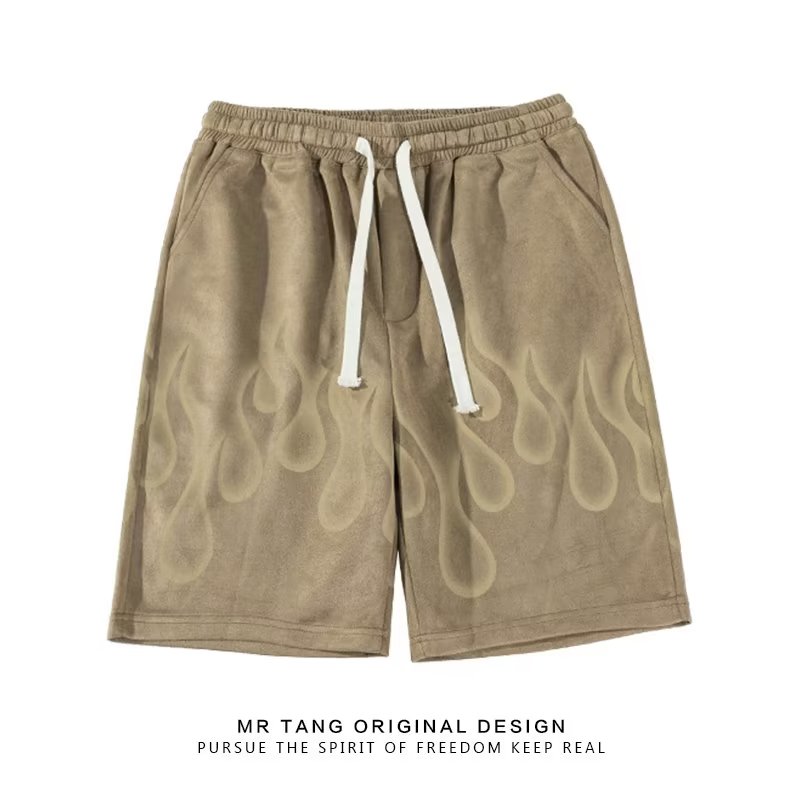 Men's casual pants with text and letters, youthful and popular summer five-quarter pants, digital sweatpants, fashionable brand straight trend