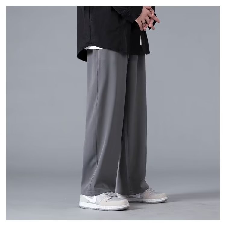 Men's summer thin black wide-leg loose versatile sports pants for boys straight-leg casual trousers