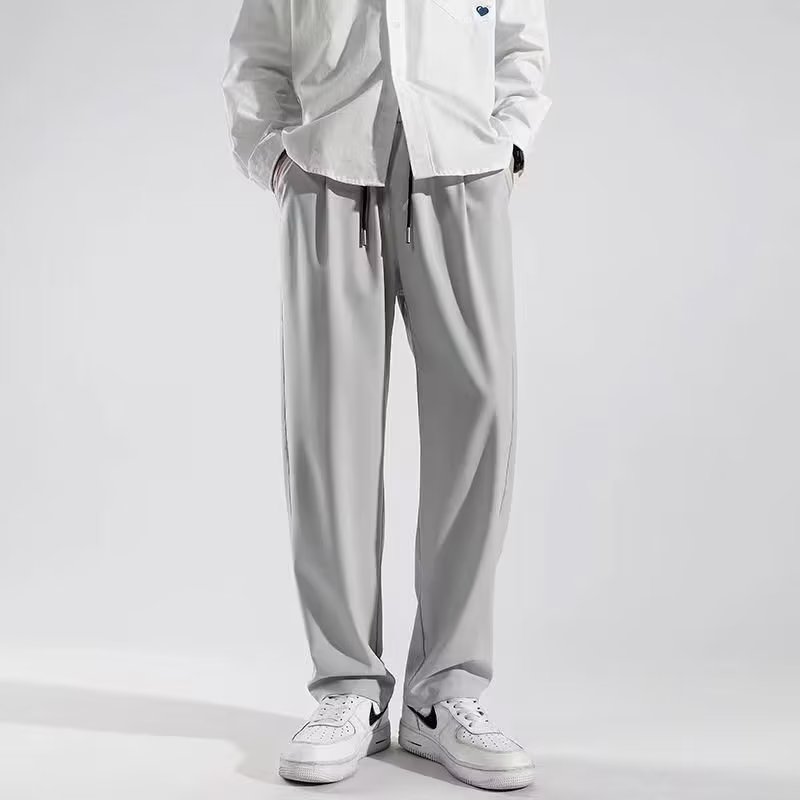 Men's summer thin black wide-leg loose versatile sports pants for boys straight-leg casual trousers