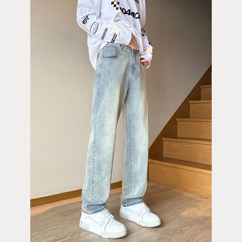 American basic jeans for men in autumn and winter black versatile loose straight pants Korean version ins high street casual pants