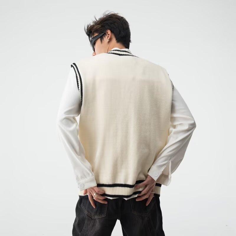 British college style V-neck knitted vest for women autumn and winter twist pullover vest sweater vest vest