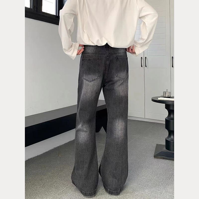 Spring and autumn American retro jeans, loose, handsome, casual wide-leg pants, trendy brand ins, high street, slightly flared pants for men