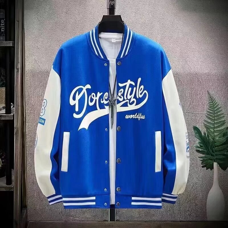 Baseball uniform jacket men's autumn and winter velvet thickened youth student fashion brand men's jacket warm and cold-proof clothing