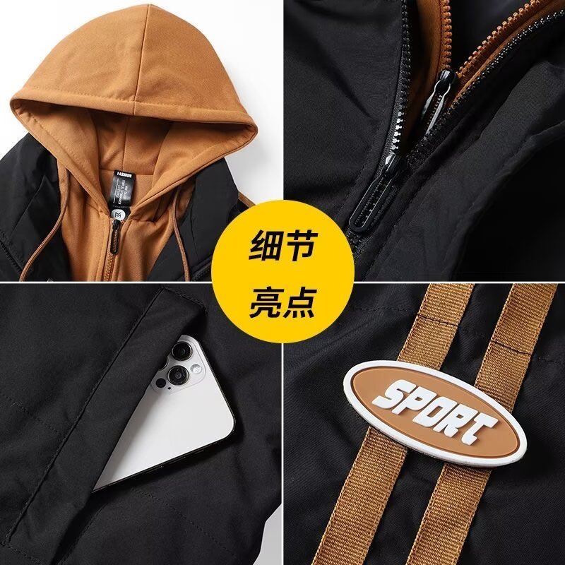 Regular style trendy long-sleeved youth loose-fitting winter cotton jacket men's thickened warm and cold-proof versatile hooded