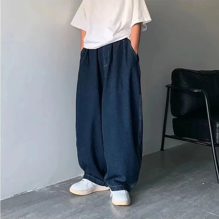 Jeans men's summer loose and versatile ins trendy wide-leg pants teenagers casual straight pants