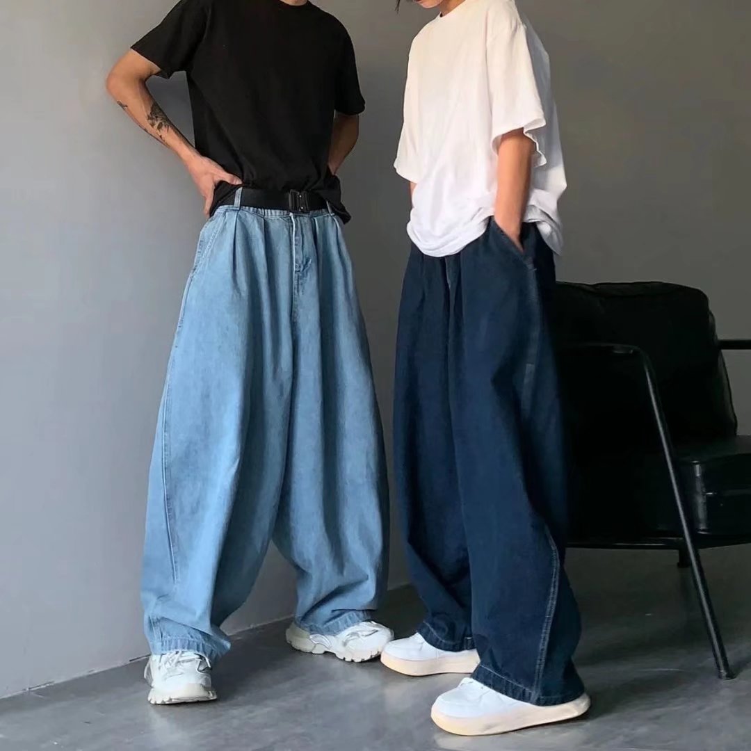 Jeans men's summer loose and versatile ins trendy wide-leg pants teenagers casual straight pants