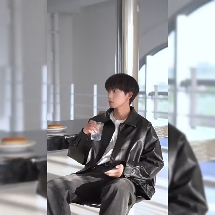 Spring and Autumn Korean motorcycle leather jacket men loose trendy handsome black retro American fashion leather jacket men