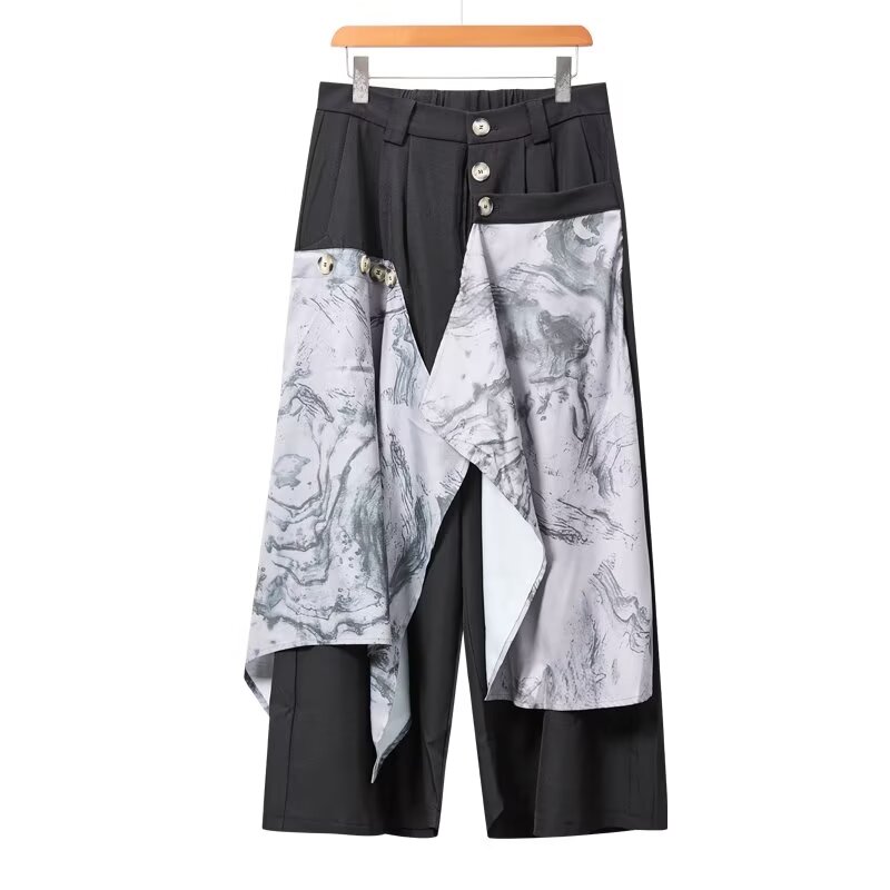 Japanese trendy fashion new artistic temperament ins nine-point pants wide-leg pants Japanese retro tailoring casual pants