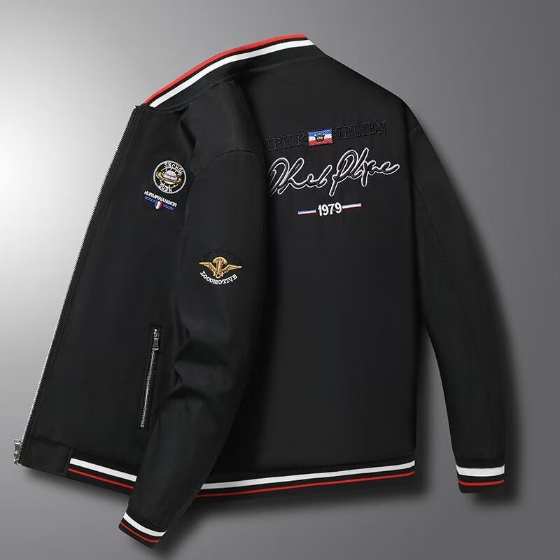 European station high-end little bee embroidery men's cotton thickened cold-resistant warm jacket autumn and winter slim jacket trendy