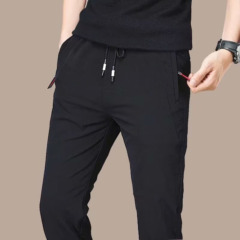 velvet casual pants for men in autumn and winter slim quick-drying pants for stretch sports pants for youth straight large size loose boys