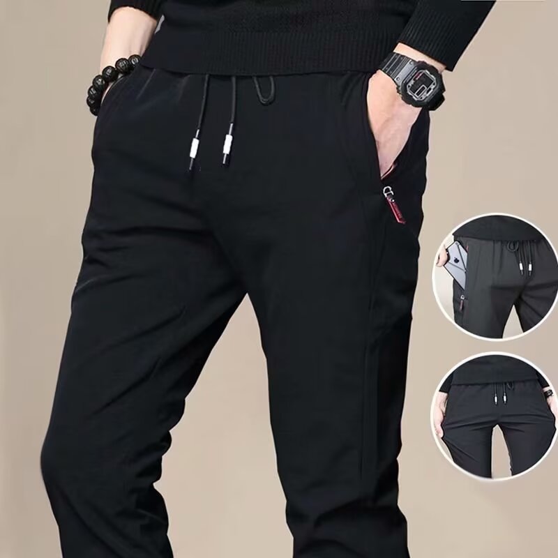 velvet casual pants for men in autumn and winter slim quick-drying pants for stretch sports pants for youth straight large size loose boys