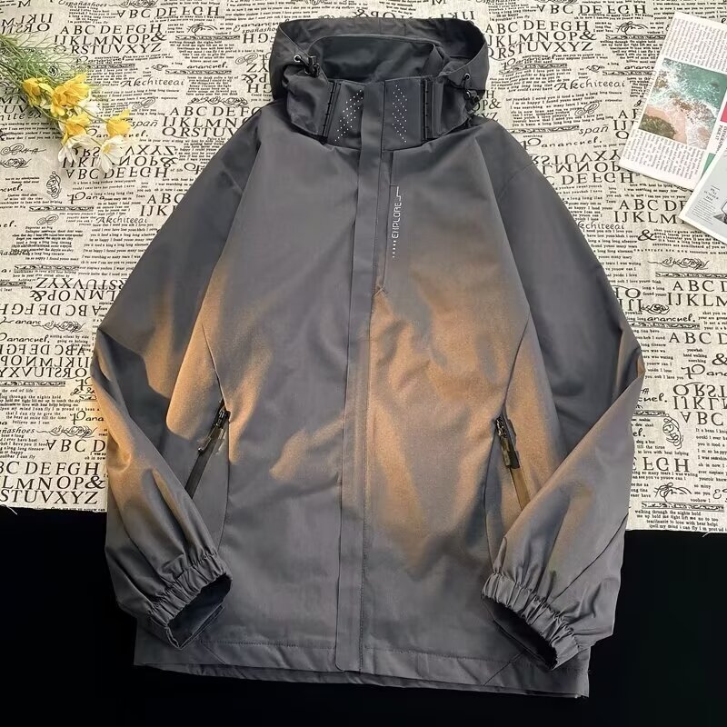 Teenagers new hooded assault jacket men and women spring and autumn functional style loose contrast color stitching waterproof jacket trendy