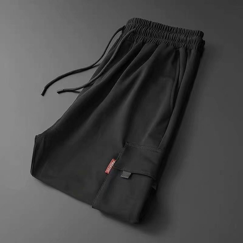 Overalls men's summer men's new style men's ice silk pants loose thin trendy