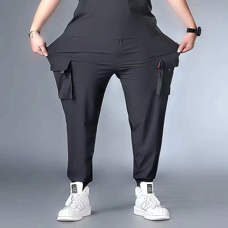 Overalls men's summer men's new style men's ice silk pants loose thin trendy