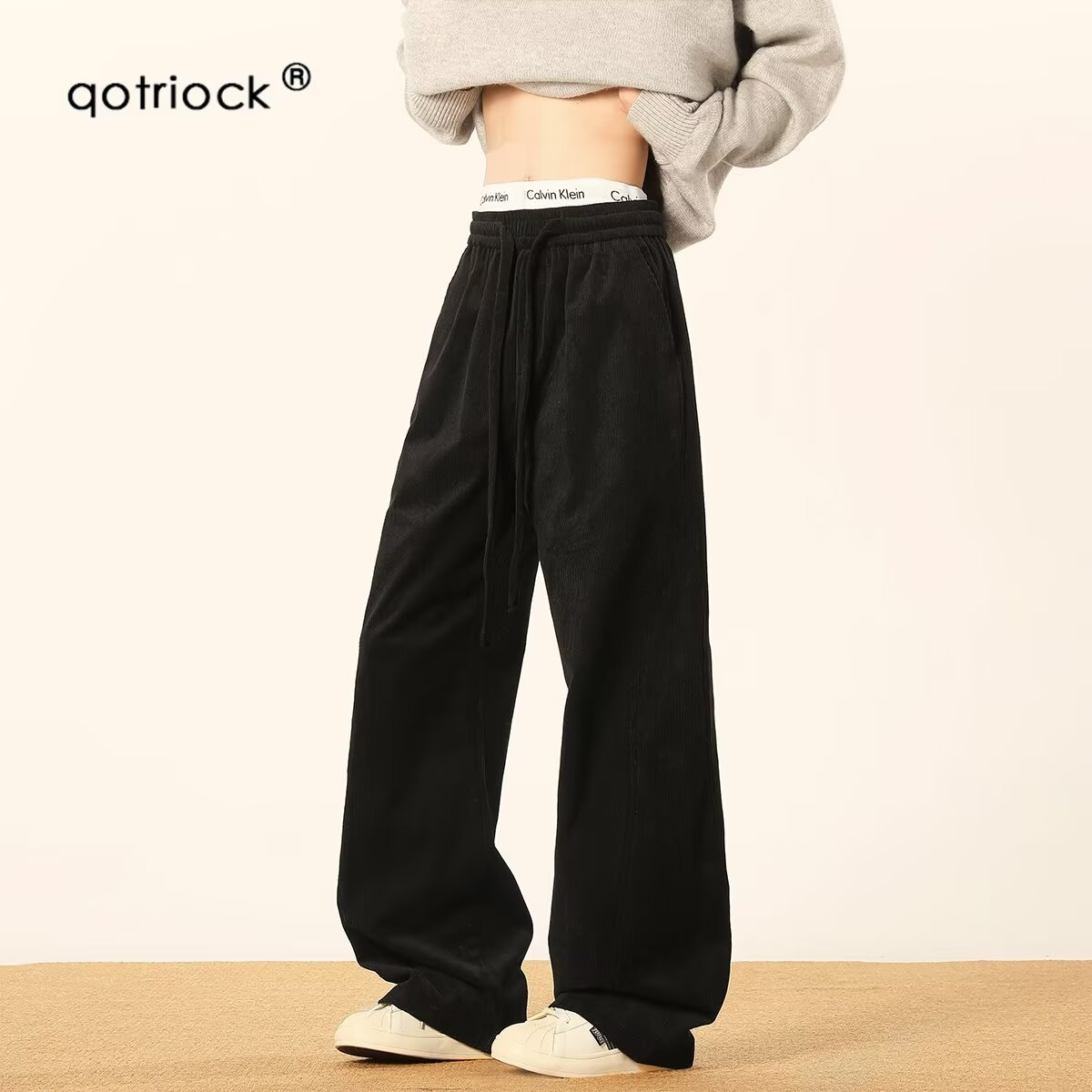 Literary youth straight-legged American retro brown corduroy pants men's high-waisted spring regular trousers