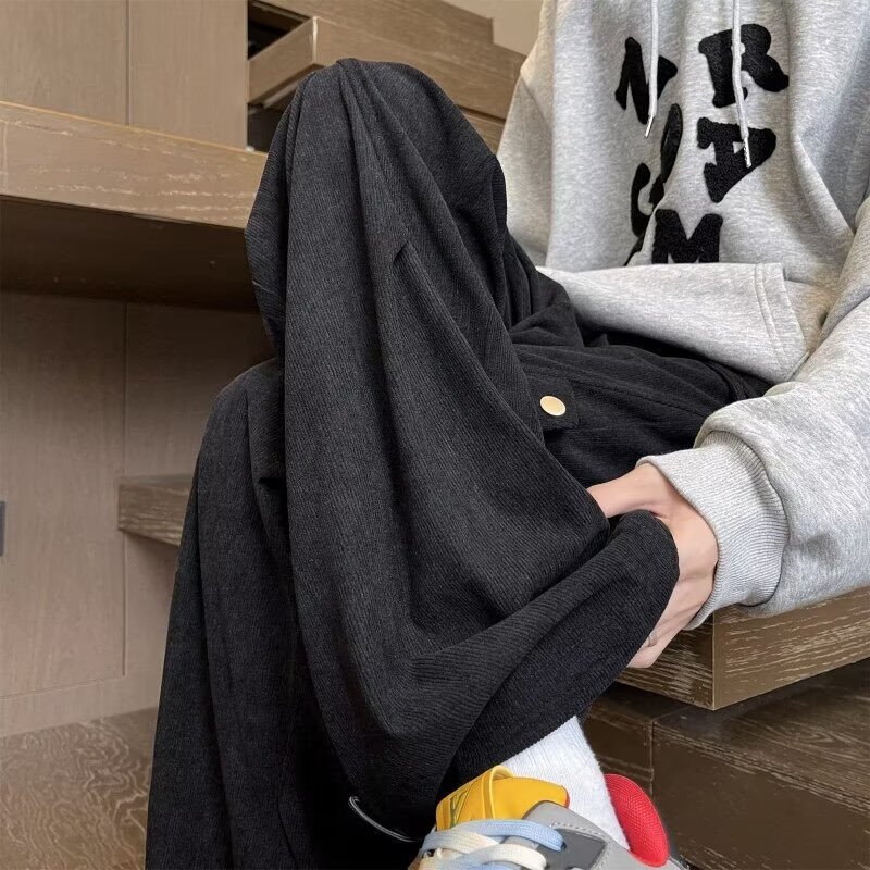 Trendy overalls in autumn, elastic waist, Maillard starry sky and velvet sweatpants in autumn and winter, pleated tether, daily routine