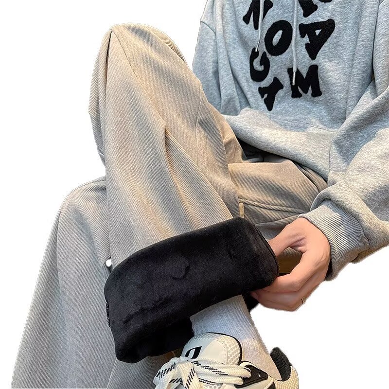 Trendy overalls in autumn, elastic waist, Maillard starry sky and velvet sweatpants in autumn and winter, pleated tether, daily routine