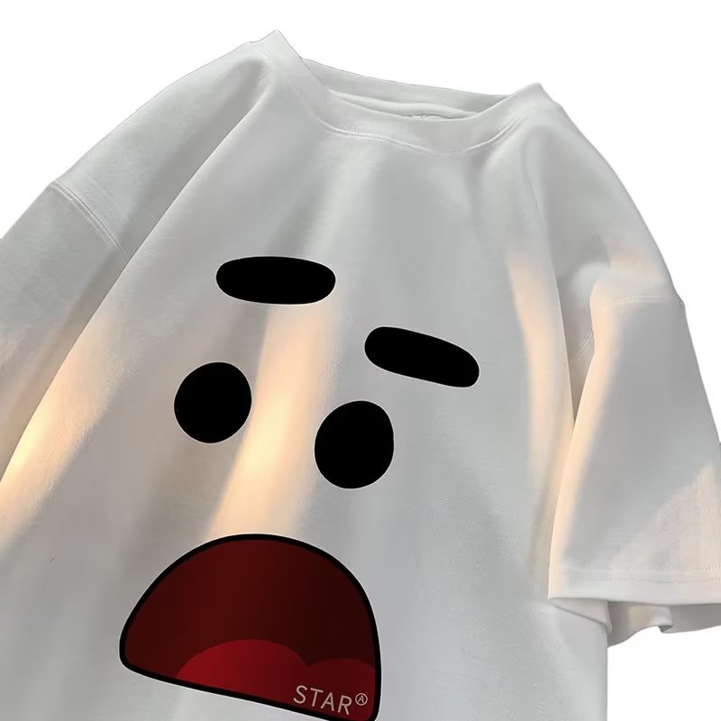 Heavy men and women couples T-shirts and short-sleeved summer new trendy high-end fashion brand tops