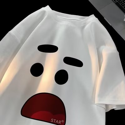 Heavy men and women couples T-shirts and short-sleeved summer new trendy high-end fashion brand tops