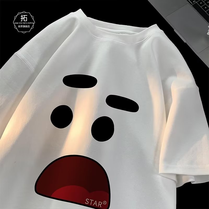 Heavy men and women couples T-shirts and short-sleeved summer new trendy high-end fashion brand tops
