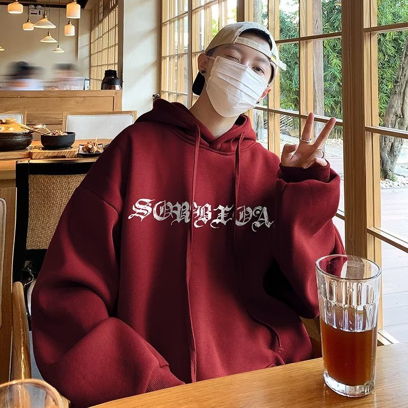 Hooded sweatshirt for men in spring and autumn new long-sleeved loose versatile trendy brand teenager boys top coat drawer