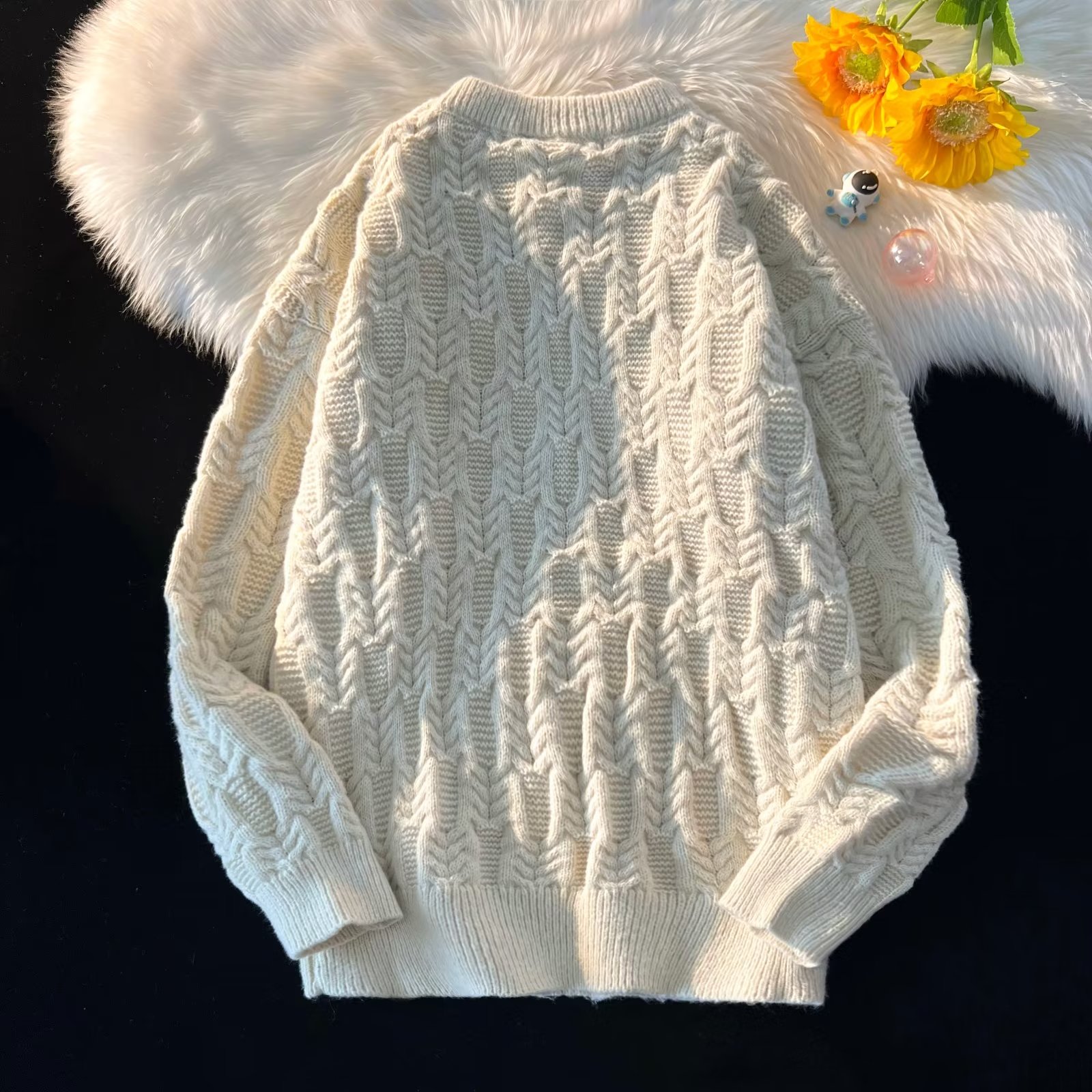 Printed sweater youth popular long-sleeved winter loose round neck pullover ins sweater men's trendy casual