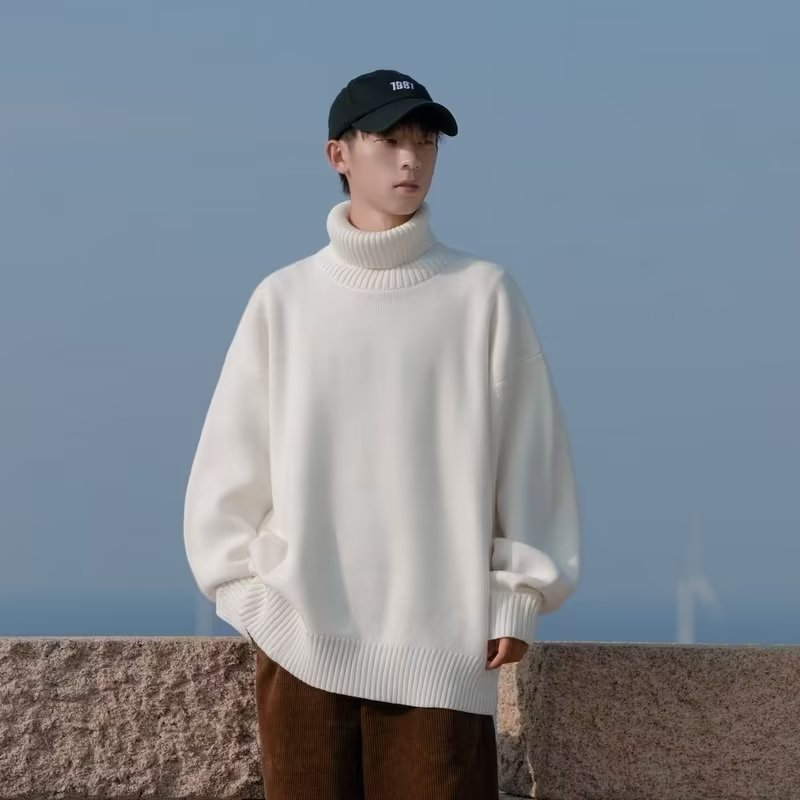 Turtleneck sweater men's winter new style lazy high-end men's bottoming shirt thickened loose inner sweater sweater