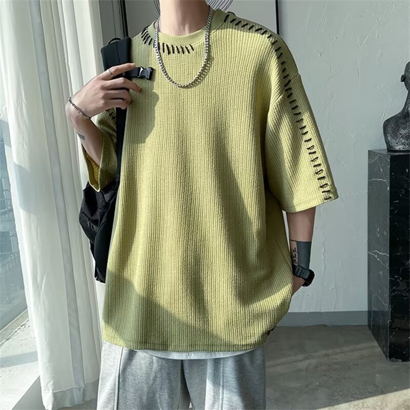 T-shirt fashion trendy brand five-quarter sleeve daily round neck new summer ins urban style men's trend standard youth popular