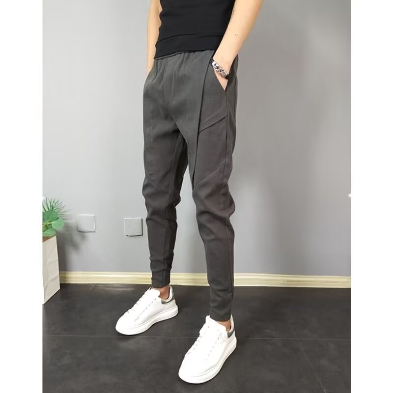 Pants for men's spring, autumn and winter plus velvet new style handsome little feet pants nine-point fashion brand casual work trousers