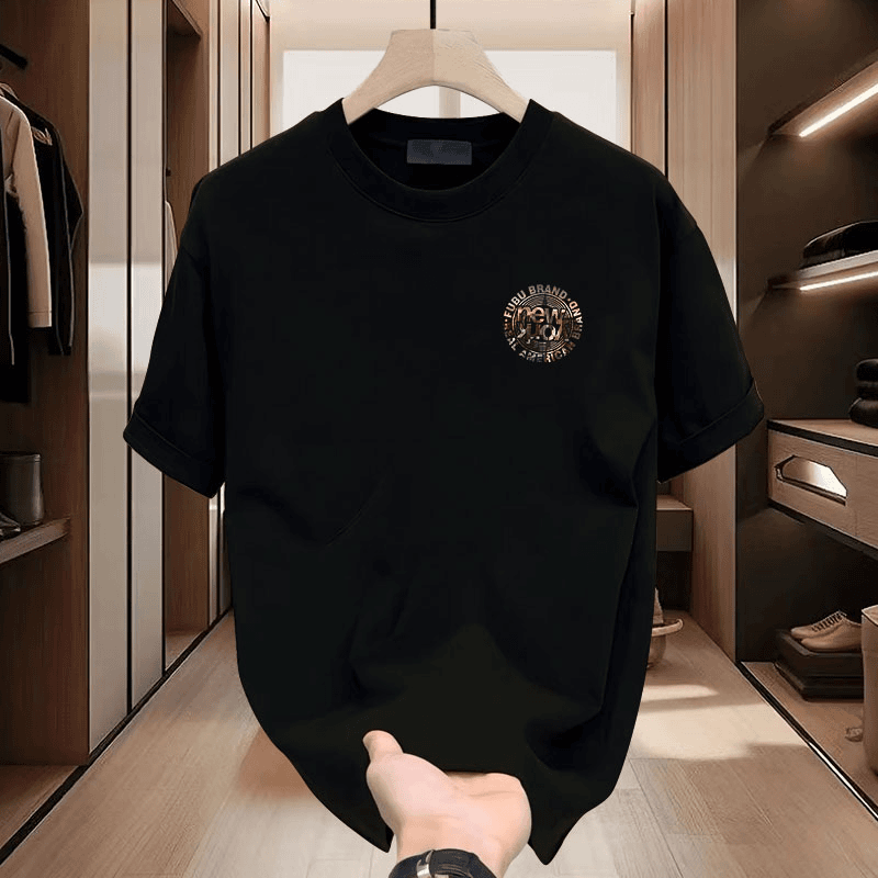 New summer short-sleeved T-shirt men's round neck slim base shirt trendy half-sleeved large-size white ice silk shirt