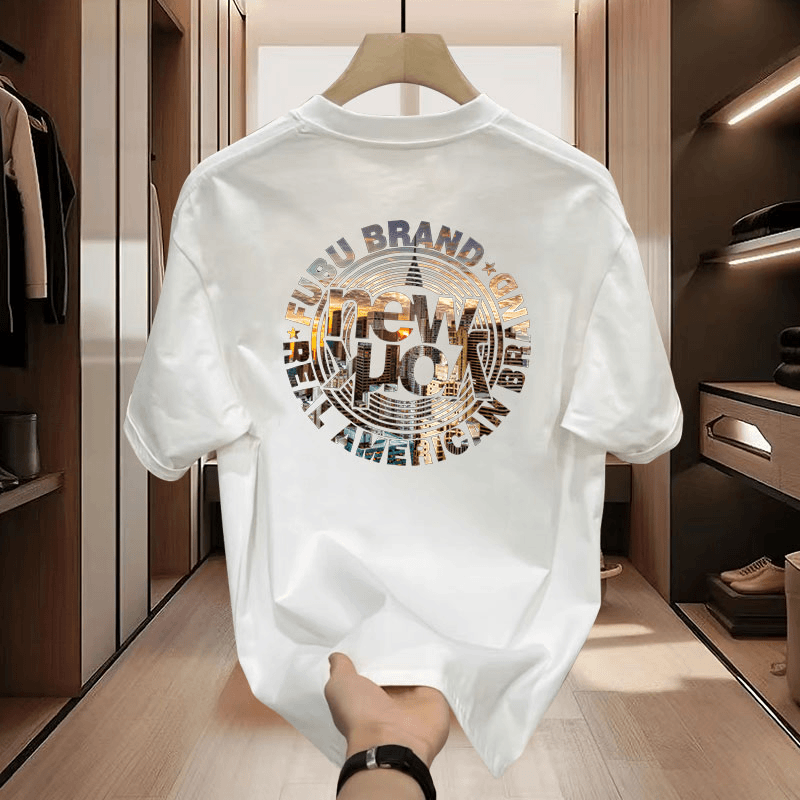 New summer short-sleeved T-shirt men's round neck slim base shirt trendy half-sleeved large-size white ice silk shirt