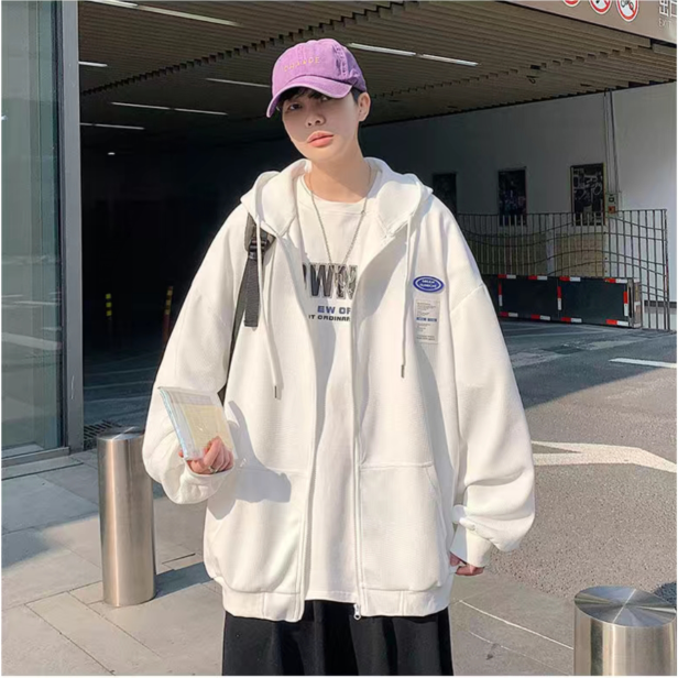 Handsome sweatshirt zipper autumn pullover trendy men ins youth popular hooded daily