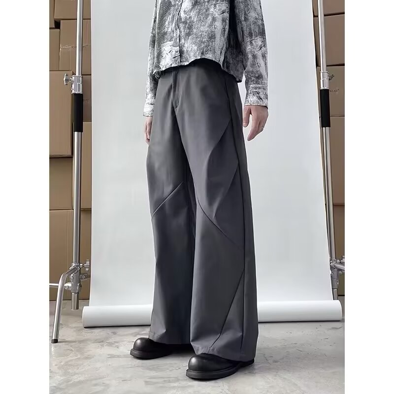 American retro anti-wrinkle high waist black straight-leg pants new loose slimming floor pants wide-leg pants
