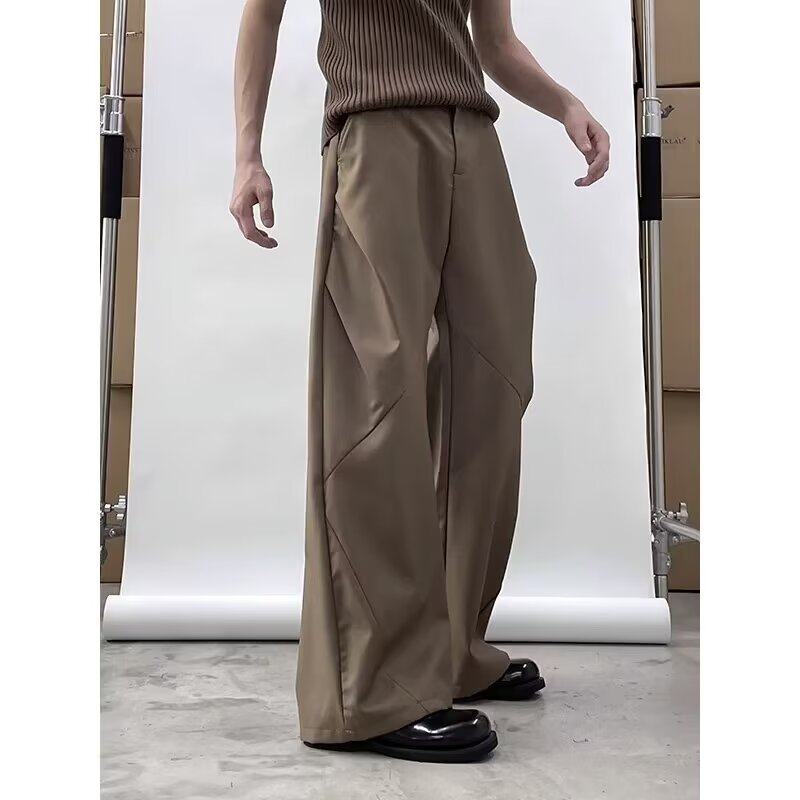 American retro anti-wrinkle high waist black straight-leg pants new loose slimming floor pants wide-leg pants