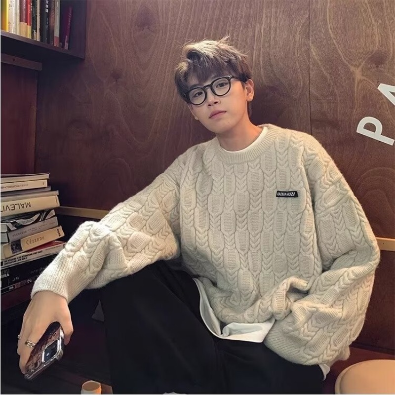 Japanese twist sweater men's new winter style lazy style high-end autumn and winter sweater jacket men's style