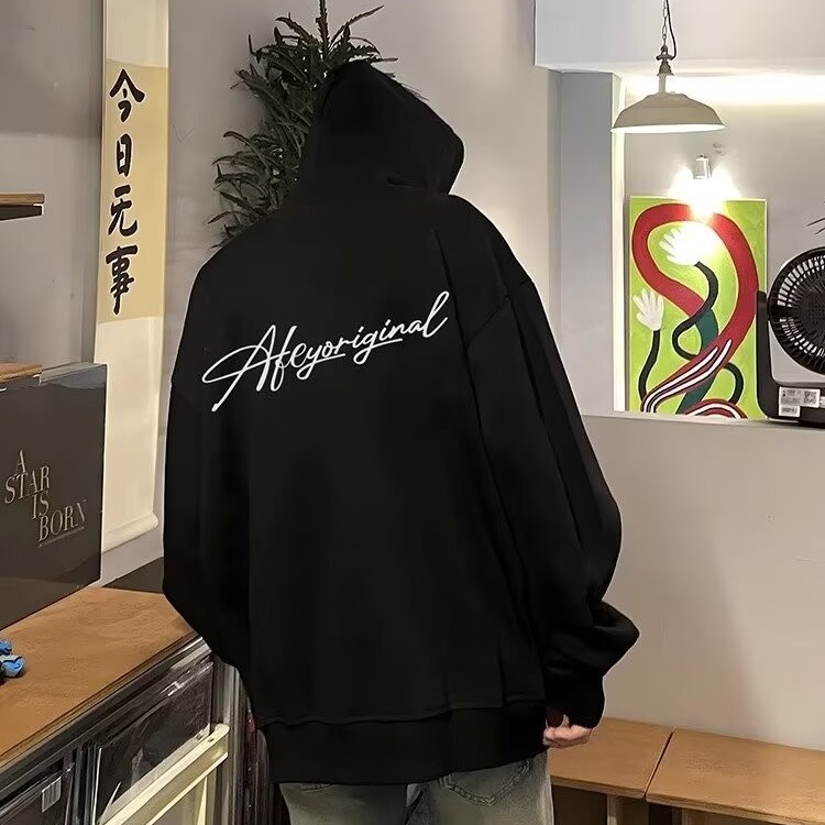 American high street letter print sweatshirt men's new heavy casual high-end long-sleeved hoodie